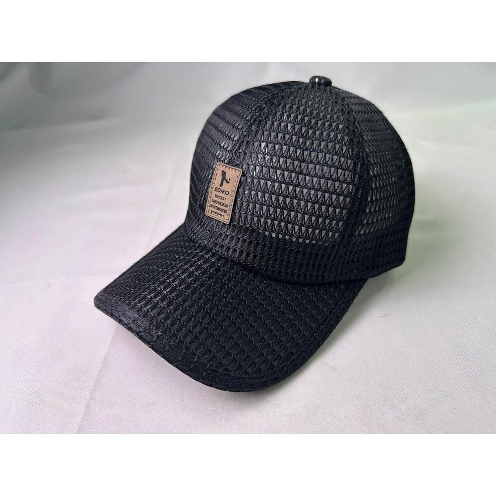 EDIKO Premium Sport Mesh Golf Hat Black Breathable‎ Adjustable Strapback OSFM